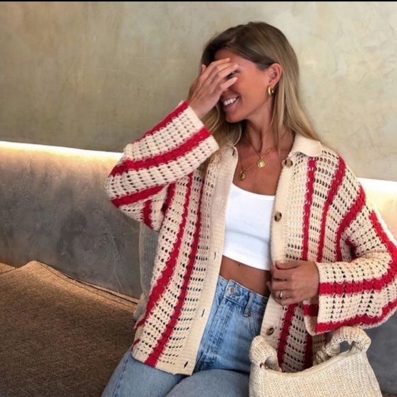 Zara | Sweaters | Zara Open Knit Jacket 